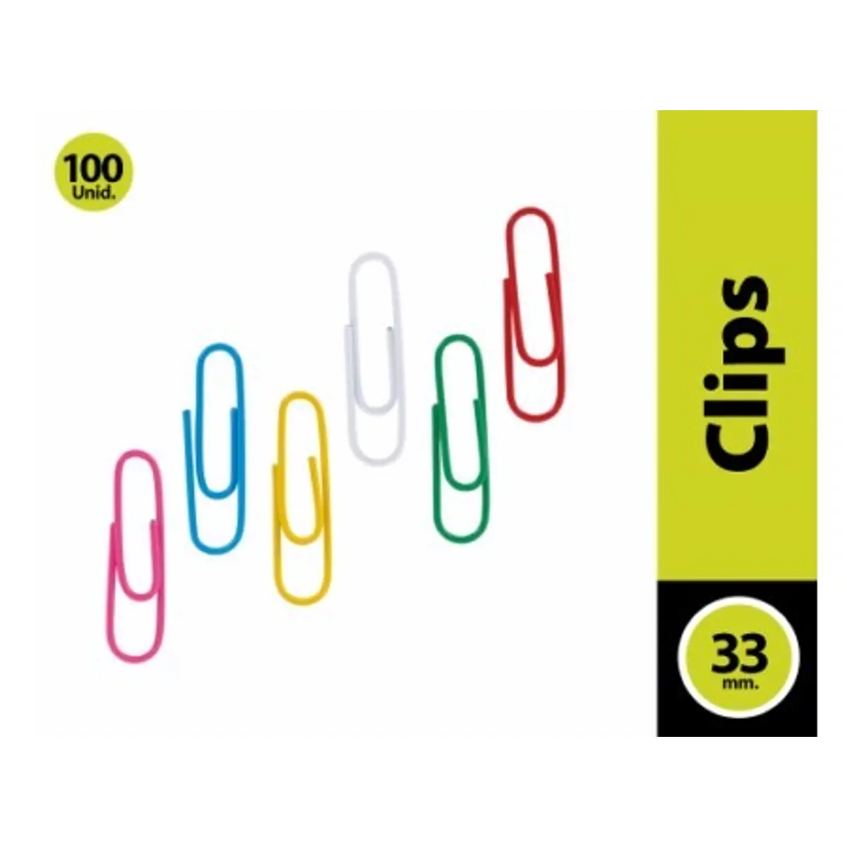 CLIP 33MM DE COLORES (CAJITA DE 100 UN)